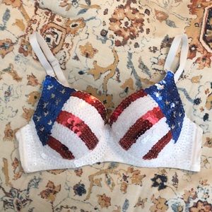 REPOSH: American Flag Sequin Rave Bra